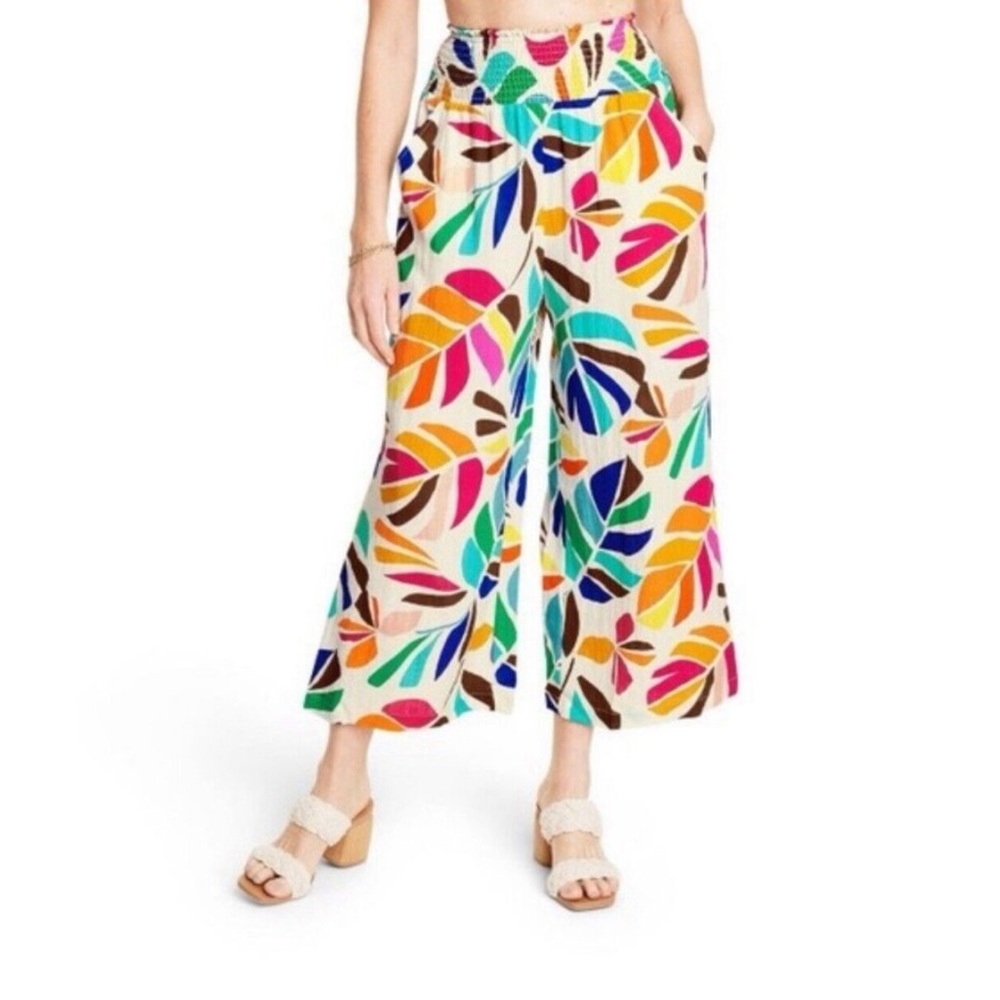 Tabitha Brown x Target Botanical Colorful Swim Coverup Wide Leg Pull On Pants